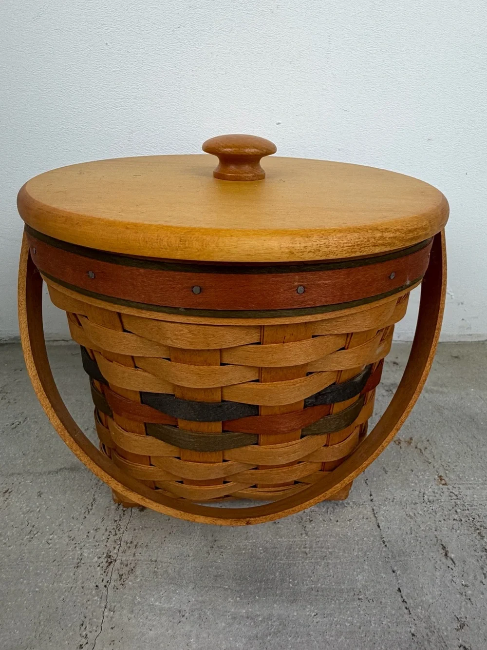 Vintage 1994 Longaberger Basket Wood Lid Divided Insert Handwoven Ohio USA